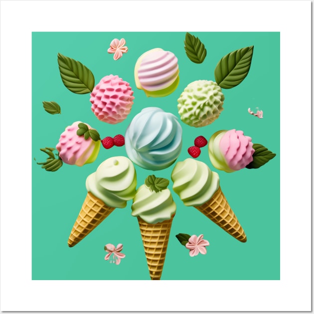 Stacked Scoop Ice Cream products Wall Art by Inclusive ART